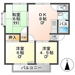 ブリリアント北 3DKの間取図画像