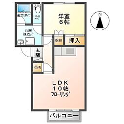 T・ハイツ上田原 1LDKの間取図画像