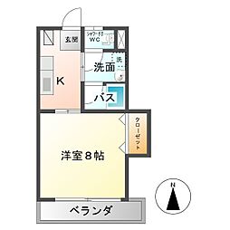 ハチマル・ハイツ 1Kの間取図画像