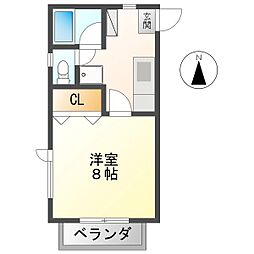 コーポ広21 1Kの間取図画像