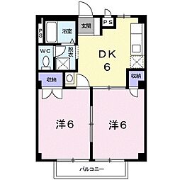 アムールハイツ 2DKの間取図画像