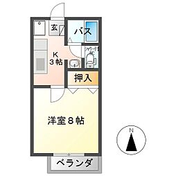 サンビレッジヤマホA棟 1Kの間取図画像