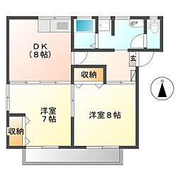 ホワイトビラIKEUCHI 2DKの間取図画像
