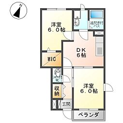 エテルノセルバA 2DKの間取図画像