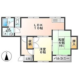 材木町スクエア 2LDKの間取図画像