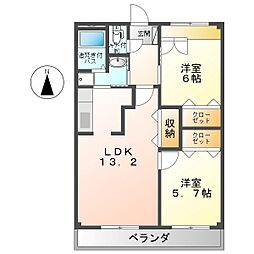 メゾンカーム 2LDKの間取図画像