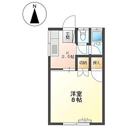 コーポ上原 1Kの間取図画像
