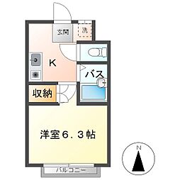 ファミール常田 1Kの間取図画像