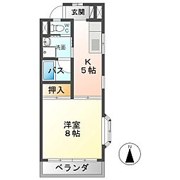 メゾン常入3 1Kの間取図画像