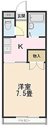 スカイパレス大厩 1Kの間取図画像
