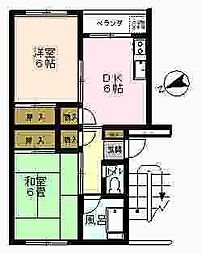 コーポ辰巳台B 2DKの間取図画像