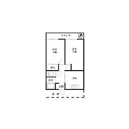 朝日屋ハイツ 2DKの間取図画像