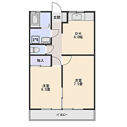 ユーズハウス1 2DKの間取図画像