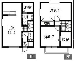 Les Aubepines昭和 1階2LDKの間取り