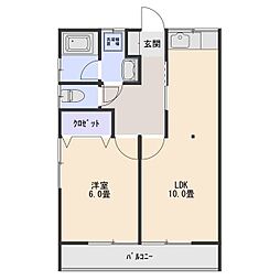 Alpha Repro総社 2階1LDKの間取り