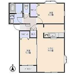 第2ＭＨハウスＨ 1階2LDKの間取り