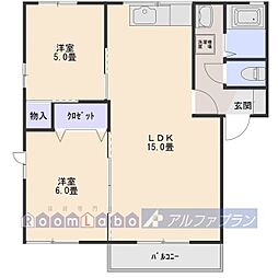 エクレール富澤B 2LDKの間取図画像