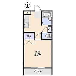 ロズマンジュネス 1Kの間取図画像