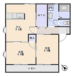 エストーリア 2DKの間取図画像