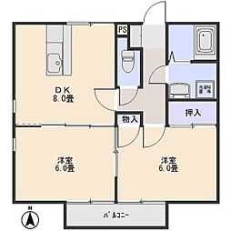 グリーンシティ 2DKの間取図画像