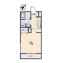 コーポフジA 1Kの間取図画像