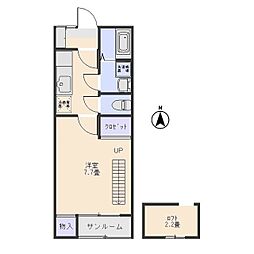 ル・シエールA 1Kの間取図画像