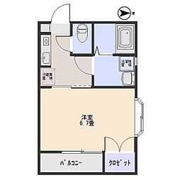 エクセレント大友 1Kの間取図画像