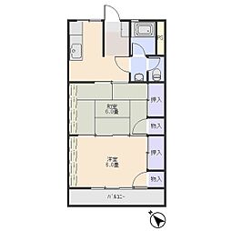 アルファビル三俣 2階2Kの間取り