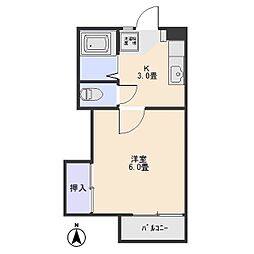 プレミールコートA 1Kの間取図画像