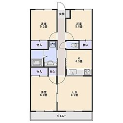 東伝ビル 3階3LDKの間取り