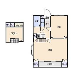 JR八高線 倉賀野駅 徒歩22分の賃貸マンション 2階1LDKの間取り
