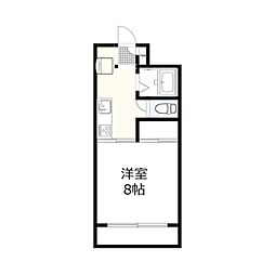 センターヴィレッヂII 1階1Kの間取り