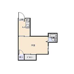 ジュネス北駅 3階1Kの間取り