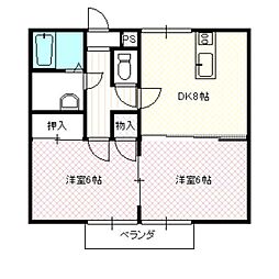上信電鉄 吉井駅 徒歩27分の賃貸アパート 1階2DKの間取り