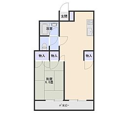 ハーヴェスト石橋 1LDKの間取図画像