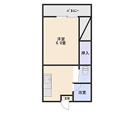 東ハイツかんざわ 1DKの間取図画像