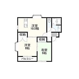 エミネンス高浜B 2LDKの間取図画像