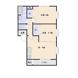 ベルメゾンB 2LDKの間取図画像