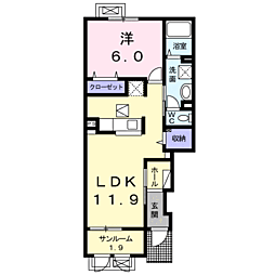 ルーナリア　II 1階1LDKの間取り