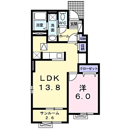 レックハウス2棟 1LDKの間取図画像