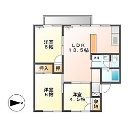 マリーンハイツ加賀1 3LDKの間取図画像