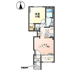 春江町針原新築アパート 1LDKの間取図画像