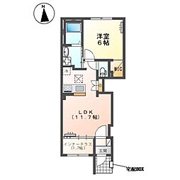 春江町針原新築アパート 1LDKの間取図画像