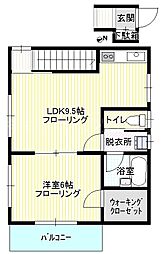 リッツ岸谷 1LDKの間取図画像