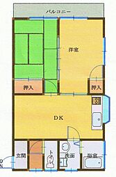 會田荘 2階2LDKの間取り