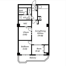分譲緑苑ビル 8階3LDKの間取り