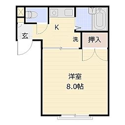 プレジールかずいA 1Kの間取図画像