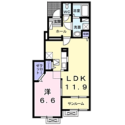 クッサン・ド・リヨンA 1LDKの間取図画像