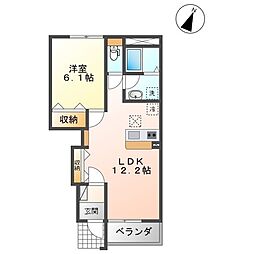 平田ハイツ 1LDKの間取図画像