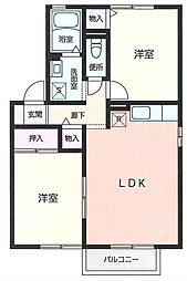 エクセルミタケ2 2LDKの間取図画像
